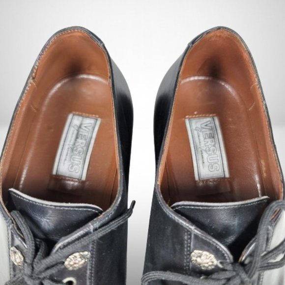 VERSACE CLASSIC V2 CABAL1 BLACK LEATHER LACE-UP MEN'S DRESS SHOES - SIZE: 9 - Picture 10 of 13